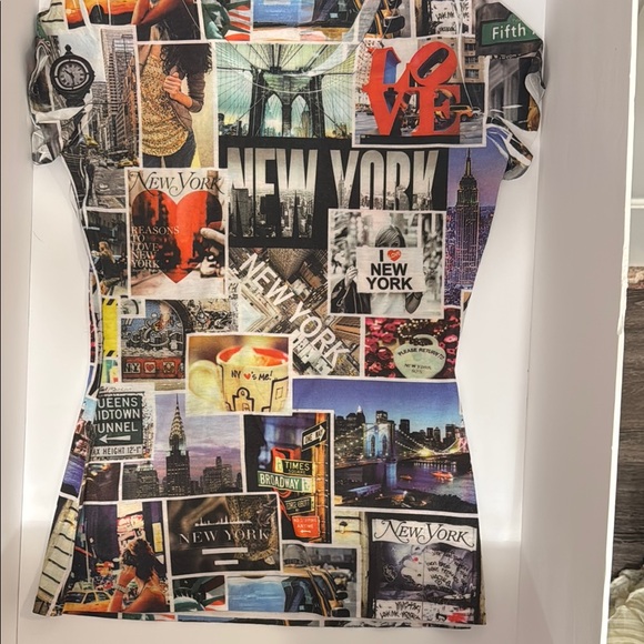 Colorful Graphic New York collage Fitted short Sleeve Tee size Small - Picture 3 of 7